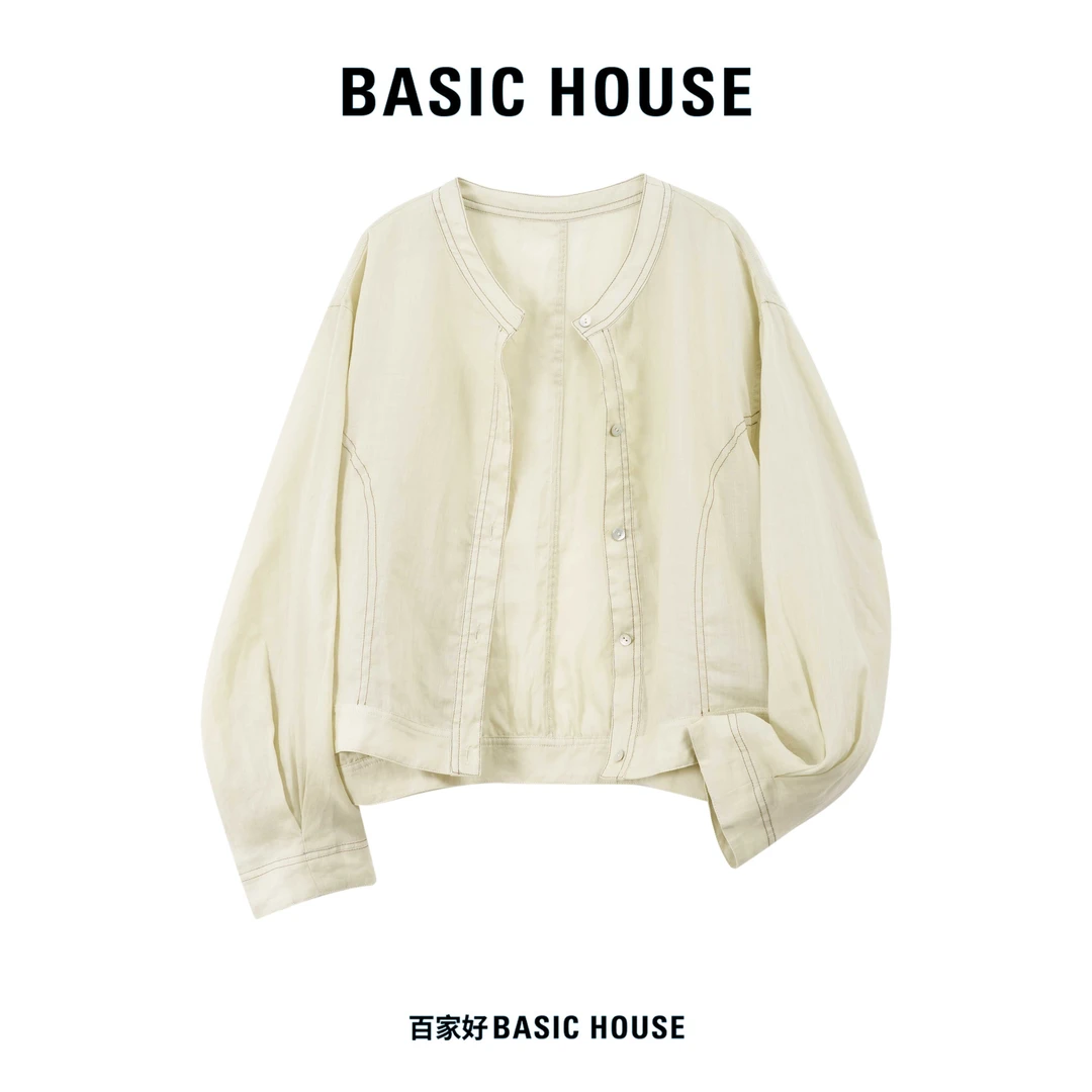 Basic House/百家好2025夏新款设计感单排扣百搭衬衫外套6792 HJ