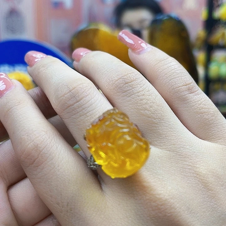 蜜蜡银S925镶嵌颈饰戒指