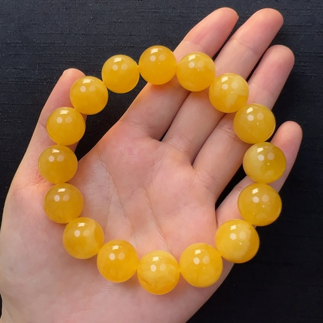 未镶嵌琥珀裸石焦皮橘底浓蜡同料手串14mm