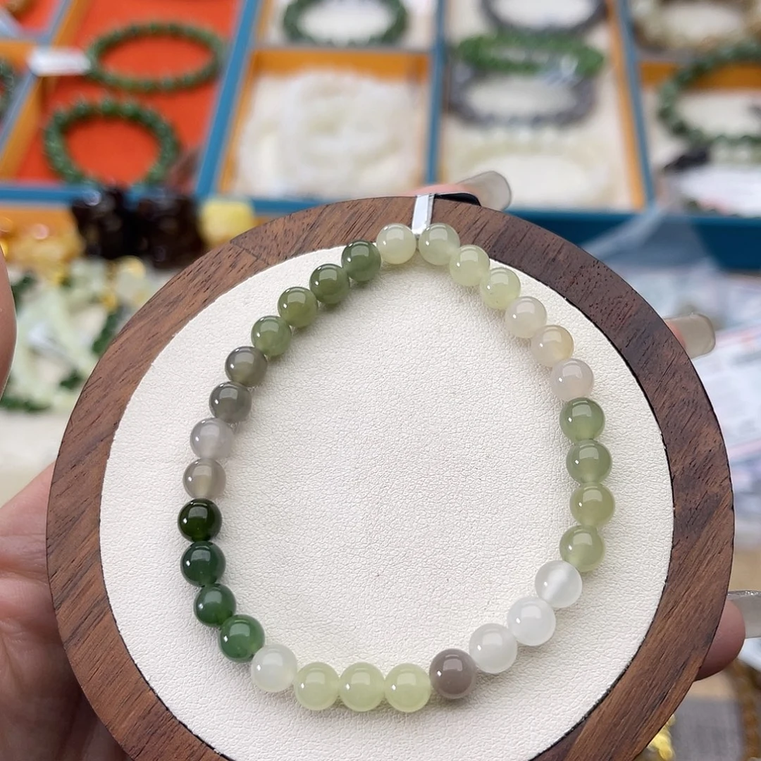 和田玉未镶嵌手串A48卡6