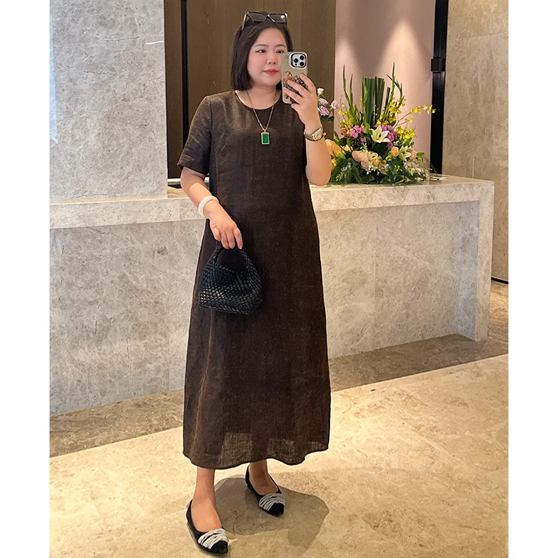 【连衣裙】录途大码女装2024新款220斤胖mm显瘦宽松裙
