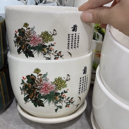 多肉绿植陶瓷花盆9.9包邮，有孔