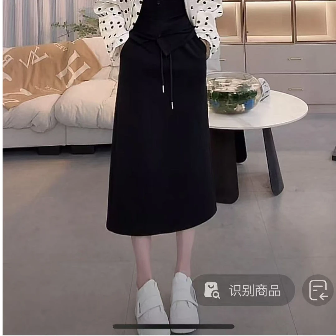 『拼接蕾丝H』新简约设计款显瘦百搭半身裙90366