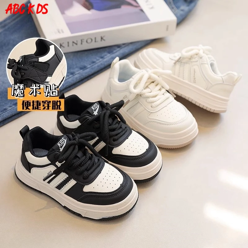 ABC儿童小白鞋韩版中大童运动鞋2025春季新款男女童学生低帮板鞋