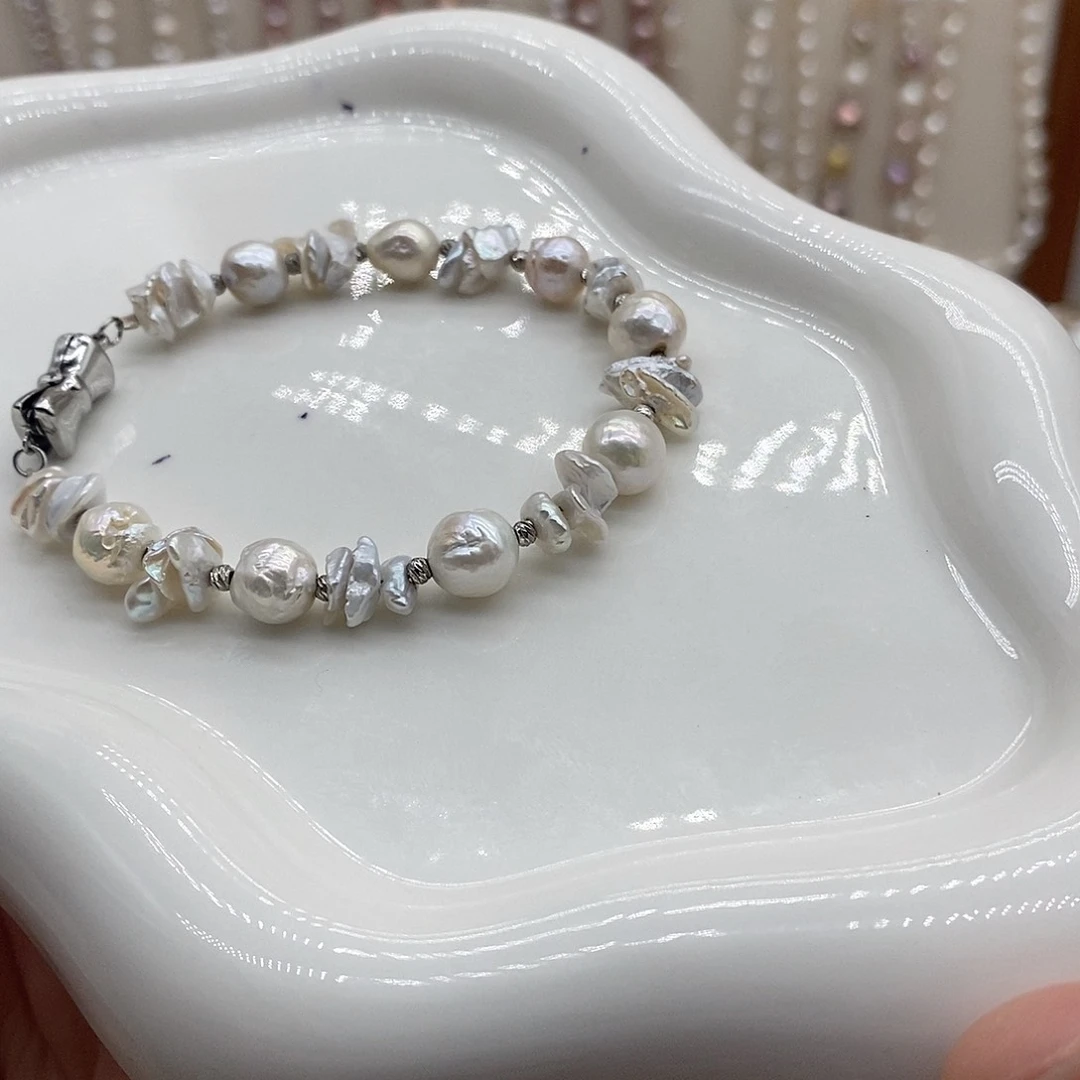 银S925镀金镶嵌淡水珍珠耳饰