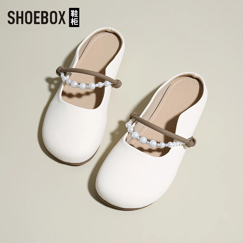 SHOEBOX鞋柜平底舒适豆豆鞋2025夏季新款时尚玛丽珍休闲包头拖