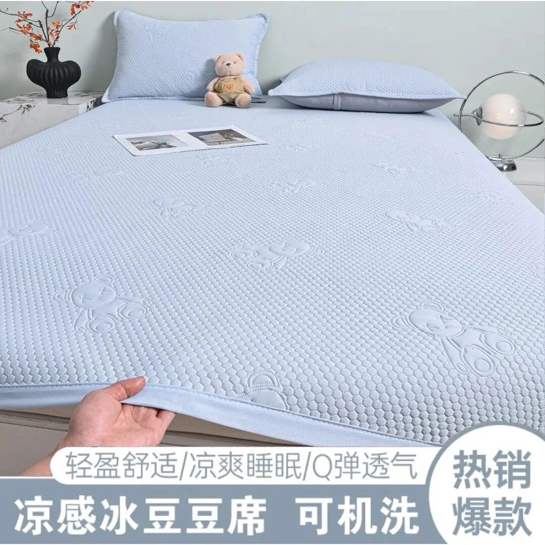 夏季新款冰豆豆小冰熊凉感软凉席可折叠机洗凉席