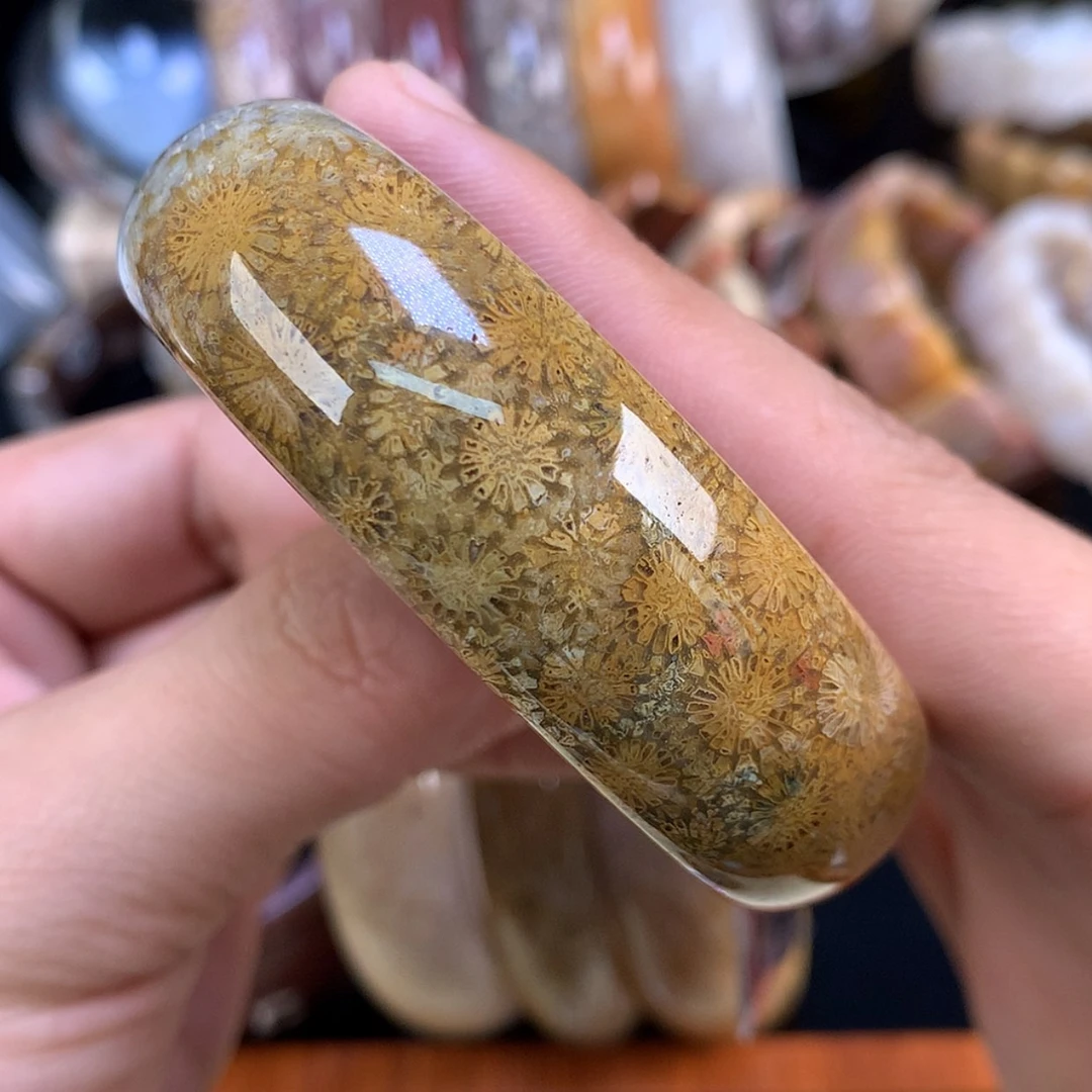 【闪购商品】颈饰未镶嵌硅化珊瑚（珊瑚玉）33号55.9圈宫廷花