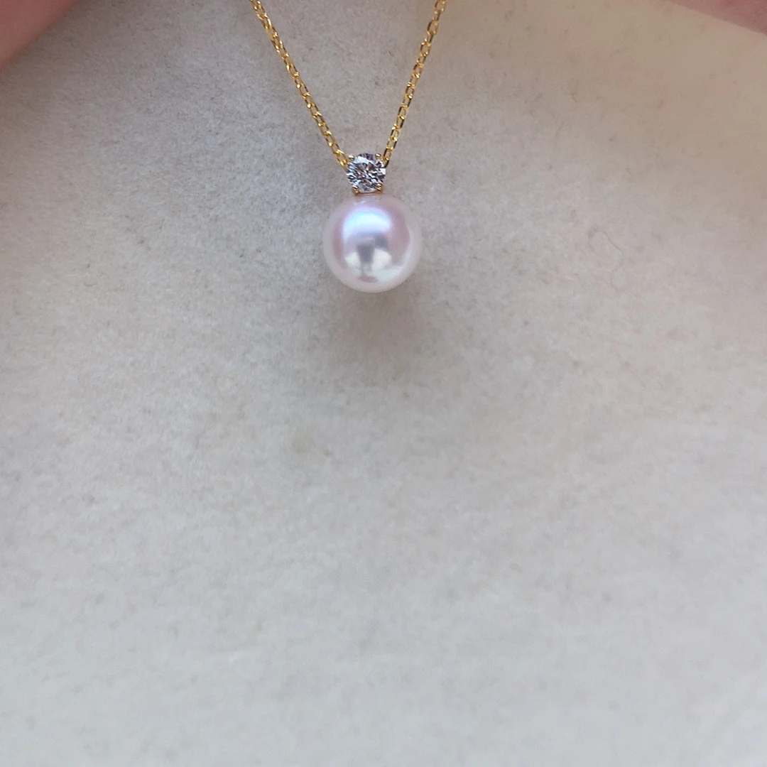 海水珍珠8-8.5mm ak戴妃18K金镶嵌