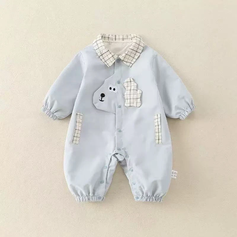 汤5509）格子领蓝色冲锋衣