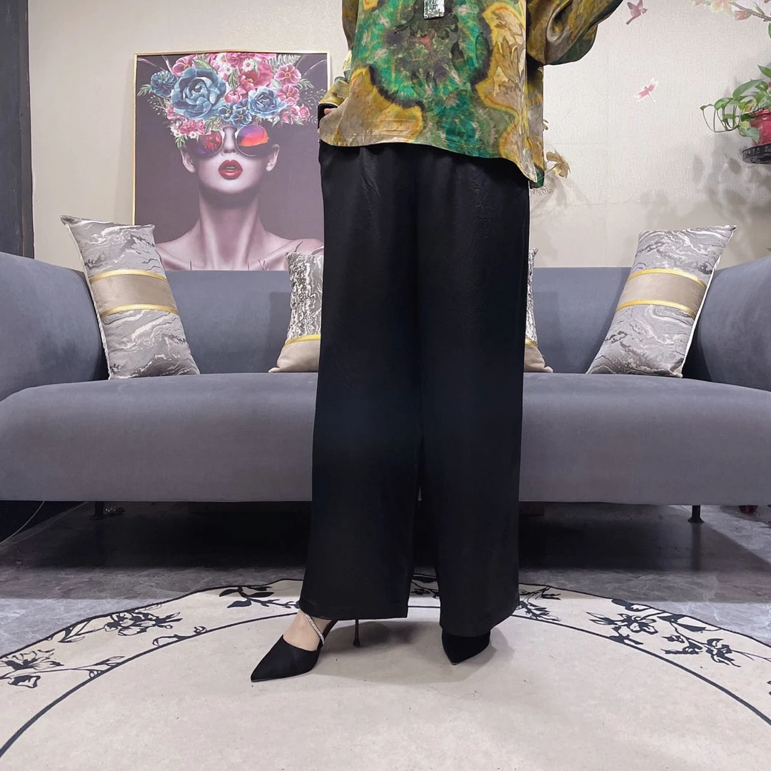 25B5157时尚气质轻奢百搭优雅高端休闲透气拉风宽松女士休闲裤子