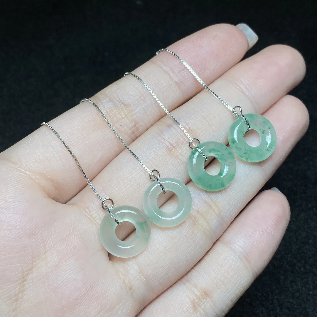 【小北好物】S925银非洲翠耳线约11*11mm【多样性发一件】QS34X168