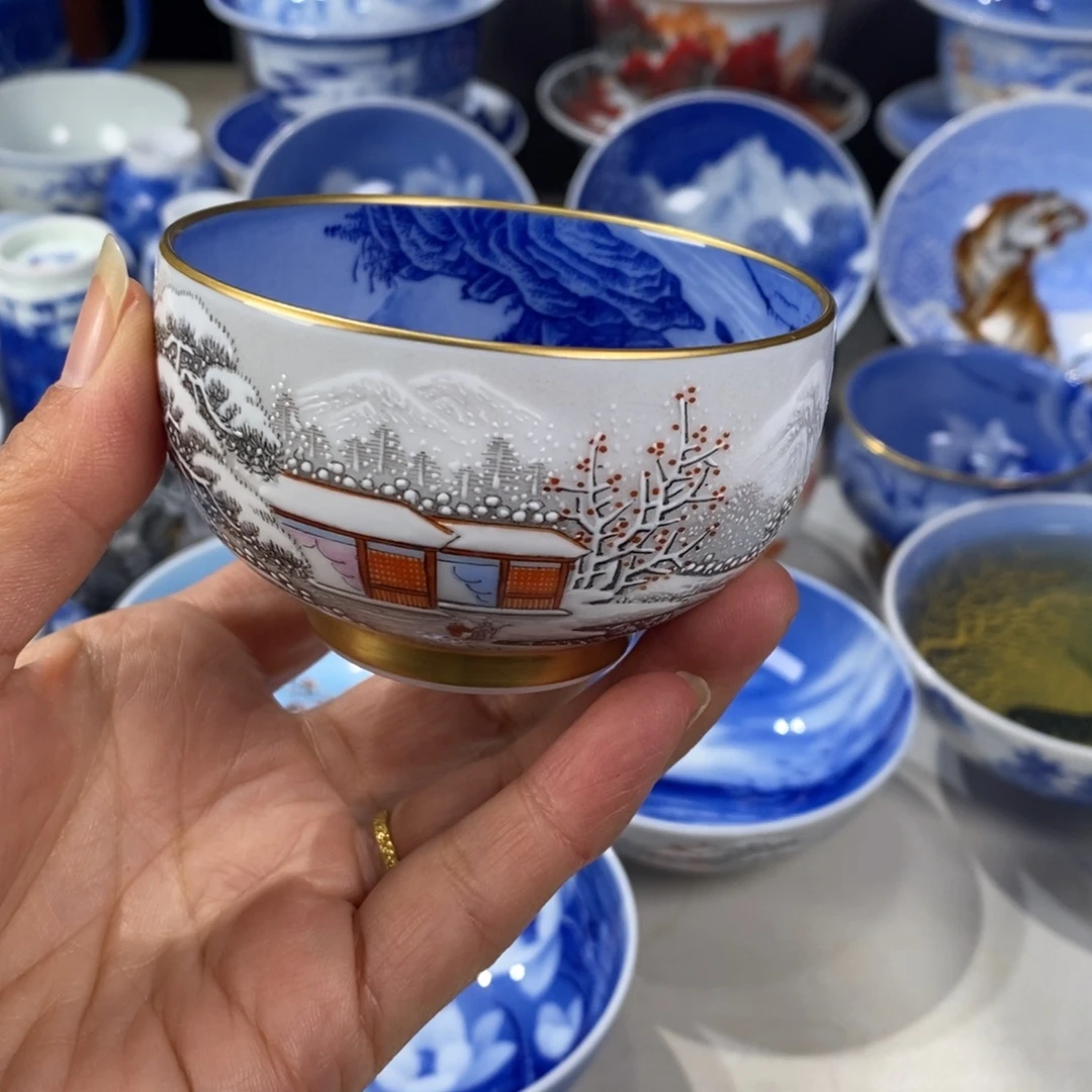 粉彩雪景主人杯杯