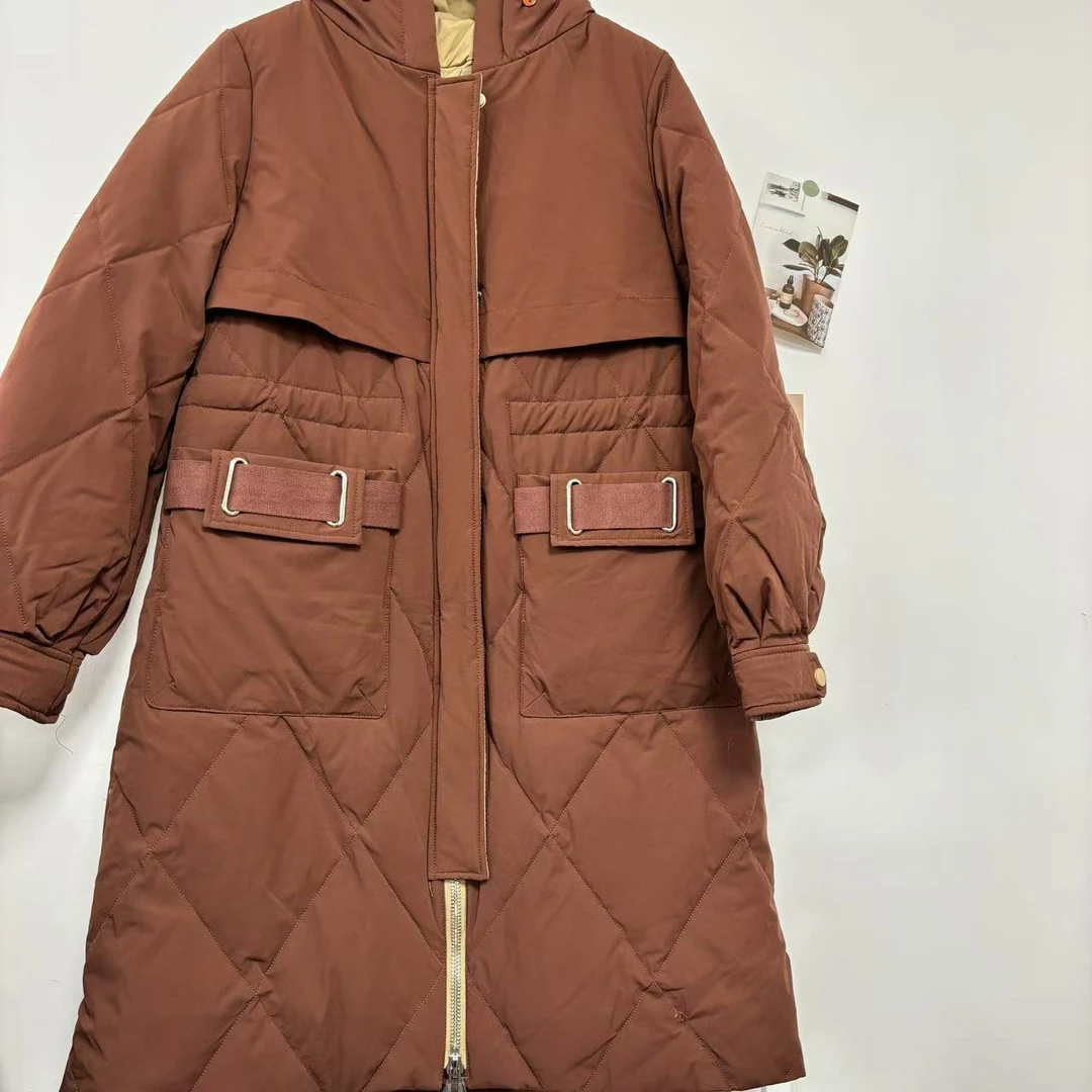 1388 时尚羽绒服女2024冬季新款韩系宽松中长款过膝鸭绒外套