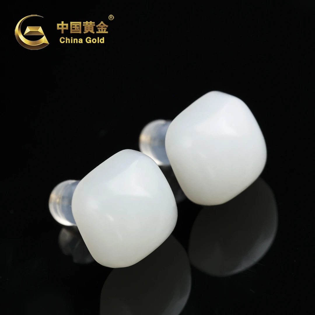 【中国黄金】悦洳 | 和田玉*耳饰*18K金镶嵌-R2015-Y