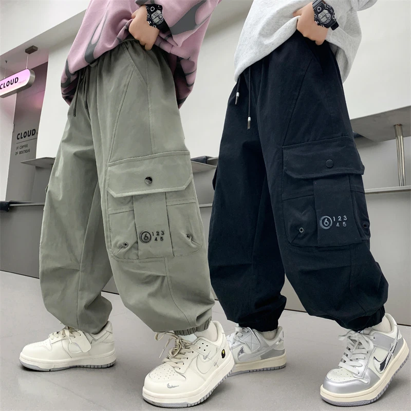 男童裤子春秋2025新款百搭工装裤时髦休闲裤中大童痞帅宽松束脚裤