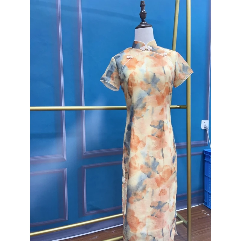 V-2602 佳期如梦 丝 天 双层 夏款年轻款改良旗袍115cm长款