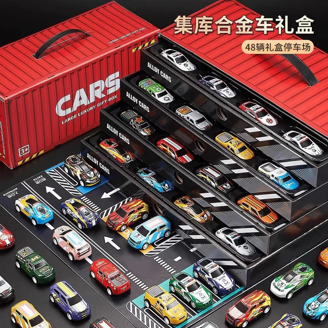 回力小汽车玩具套装合金惯性车集装箱礼盒儿童节赛车生日礼物