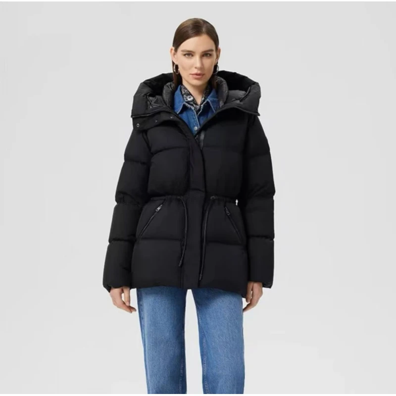 JUNJJ【梦语星辰】鹅绒服女士抽绳收腰防寒保暖三防鹅绒服白鹅绒