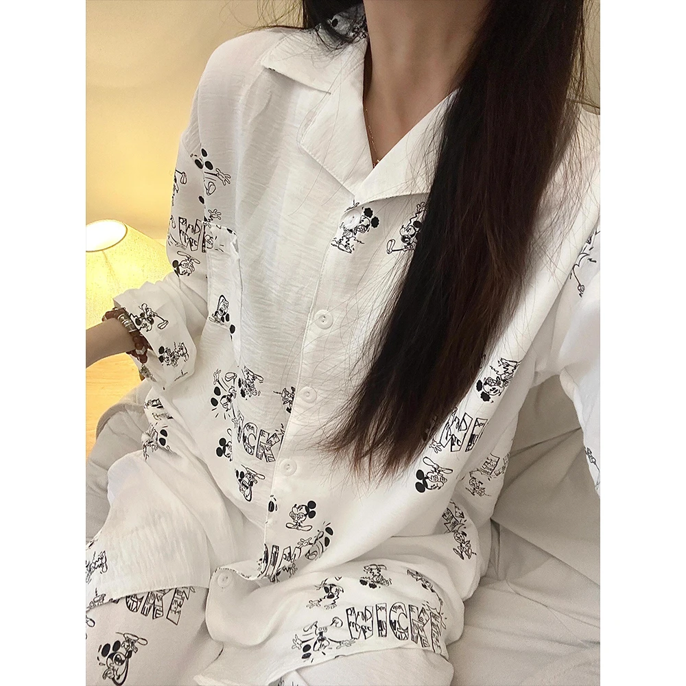 【米奇动画】韩版可爱卡通睡衣套装女春秋季2025年新款休闲家居服