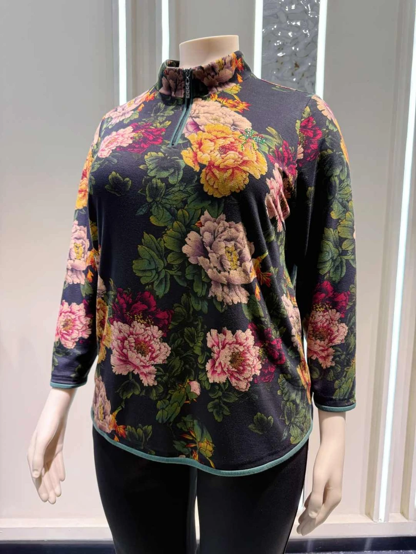 JIANKUAN 高品质新款 大牡丹花大衫T JN42502-2 衣长70