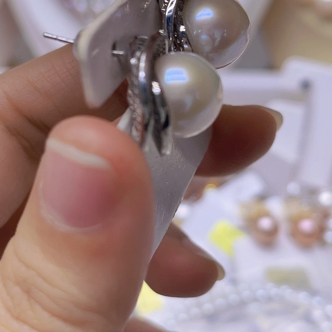 吊坠或者耳钉银S925镶嵌淡水珍珠