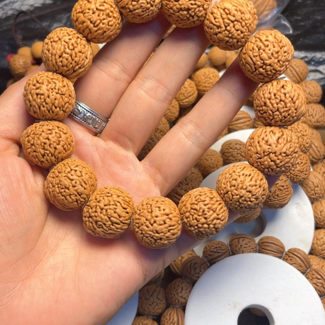 银***弹木质类桃核手串20+龙鳞凤尾