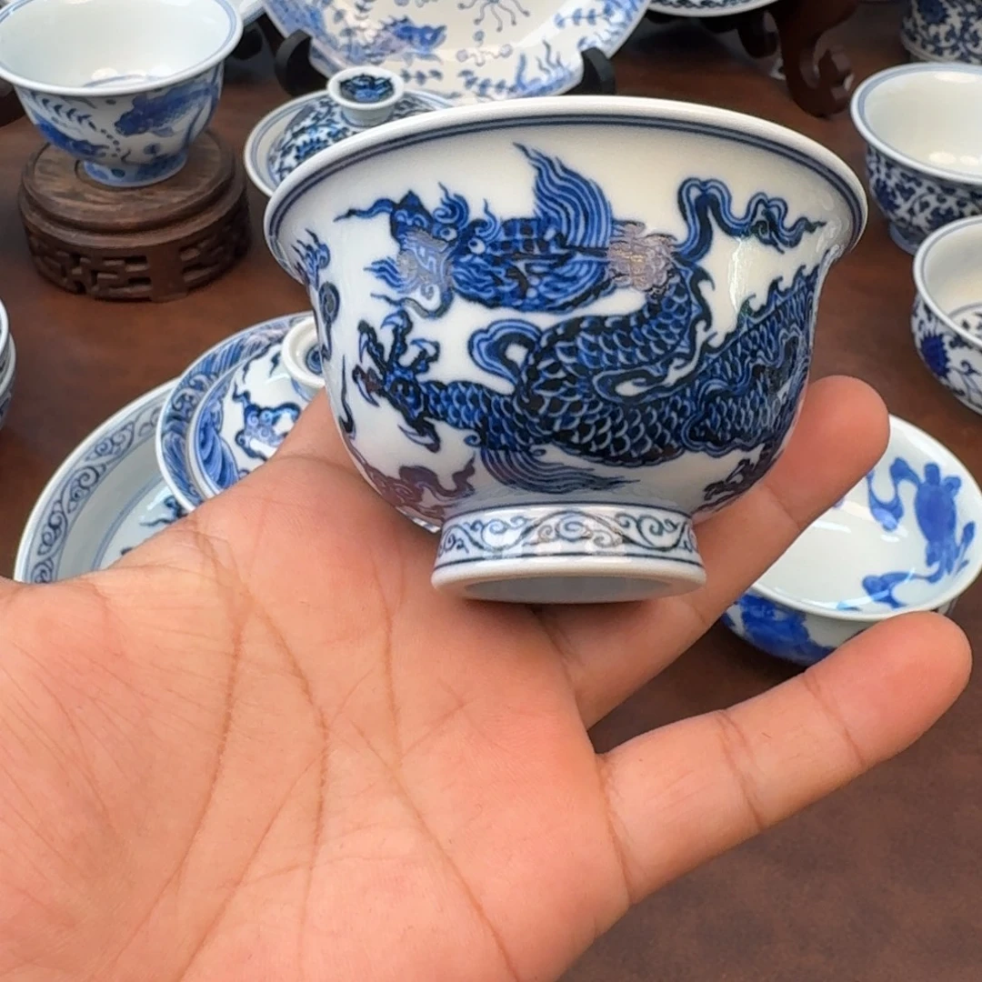 摆件陶龙纹大压手手绘