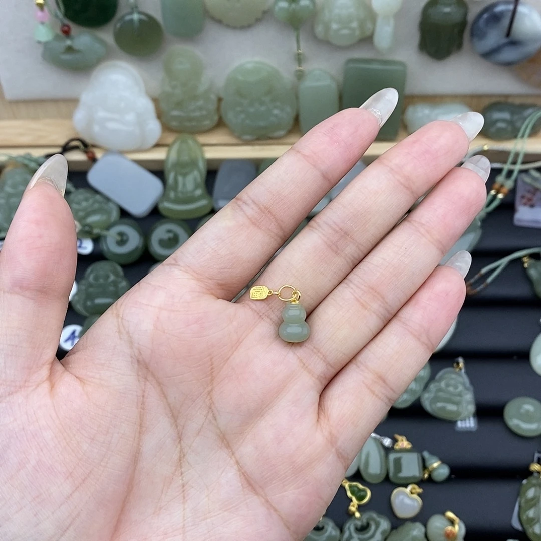 和田玉银S925镶嵌吊坠(不含链)