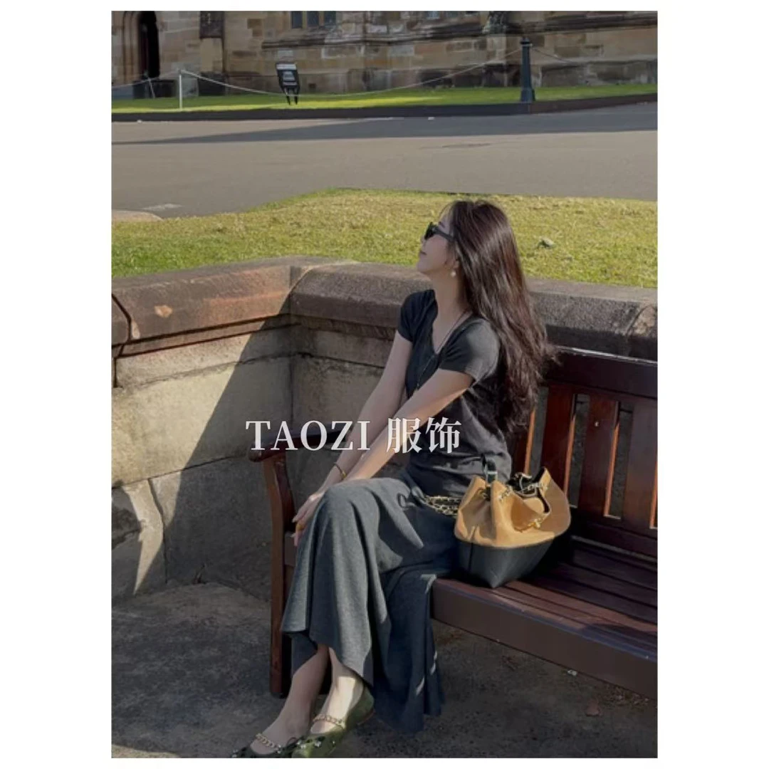 07311  U领【莱赛尔天丝+绵羊毛】早秋显瘦小飞袖气质短袖T恤女