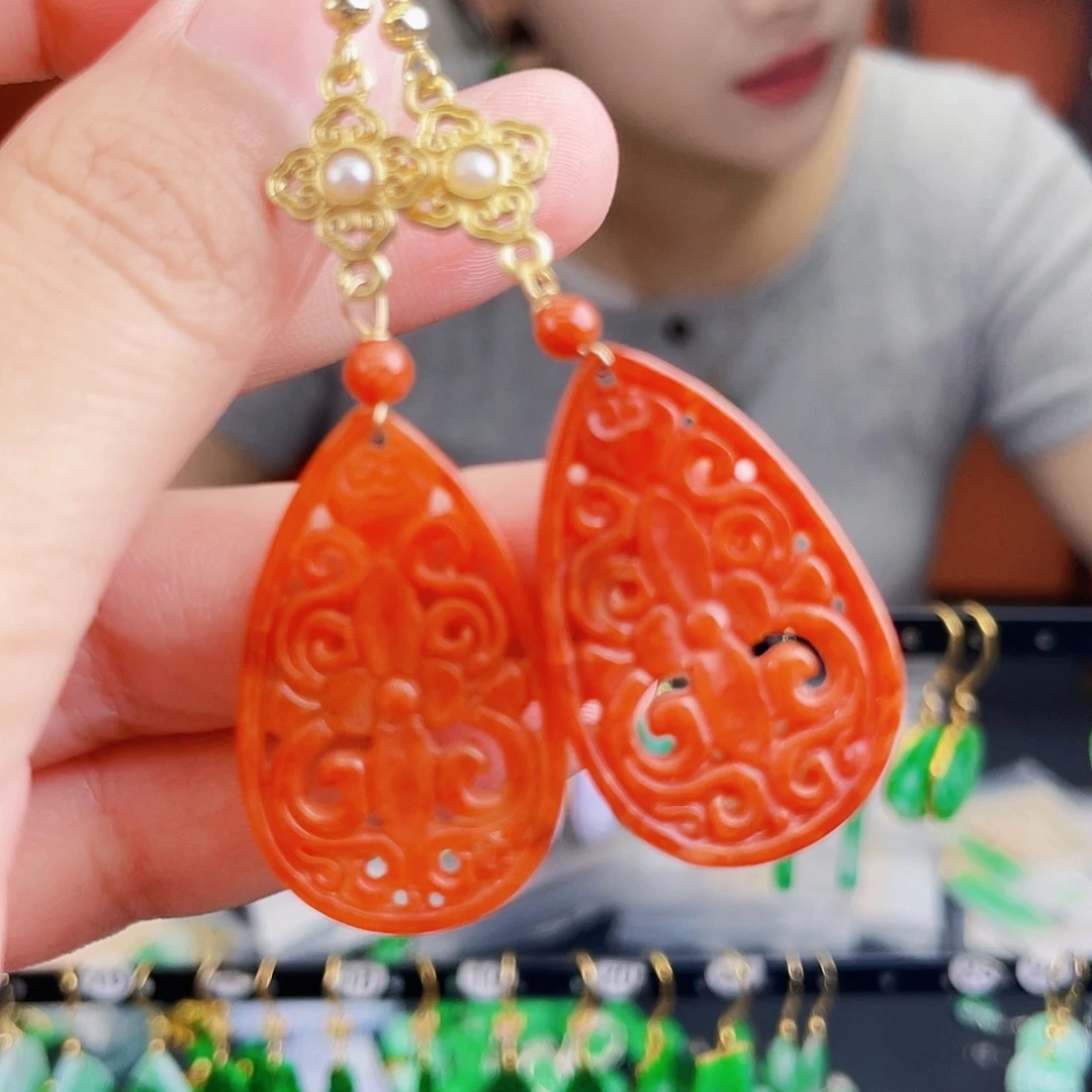 翡翠未镶嵌耳饰饰品