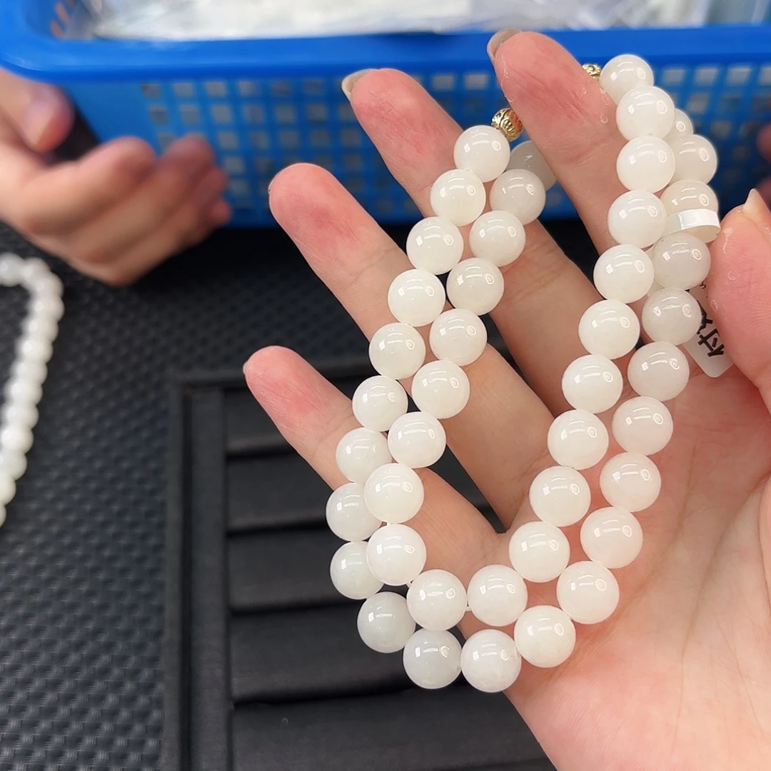 和田玉未镶嵌颈饰白玉妈妈链卡10万能扣