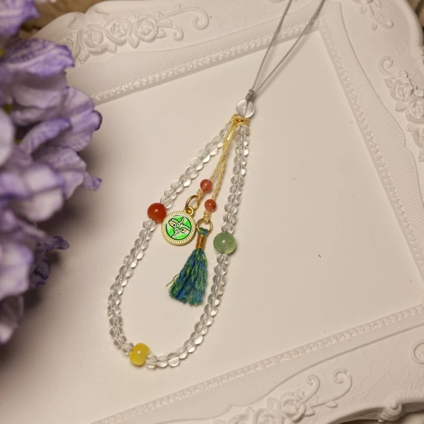 白水晶玛瑙鸿运手机链