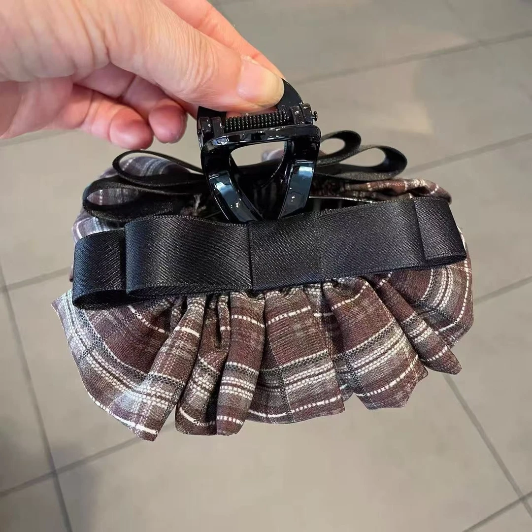 露丝同款蝴蝶结褶皱裙摆抓夹高级感盘发鲨鱼夹精品店头饰3278