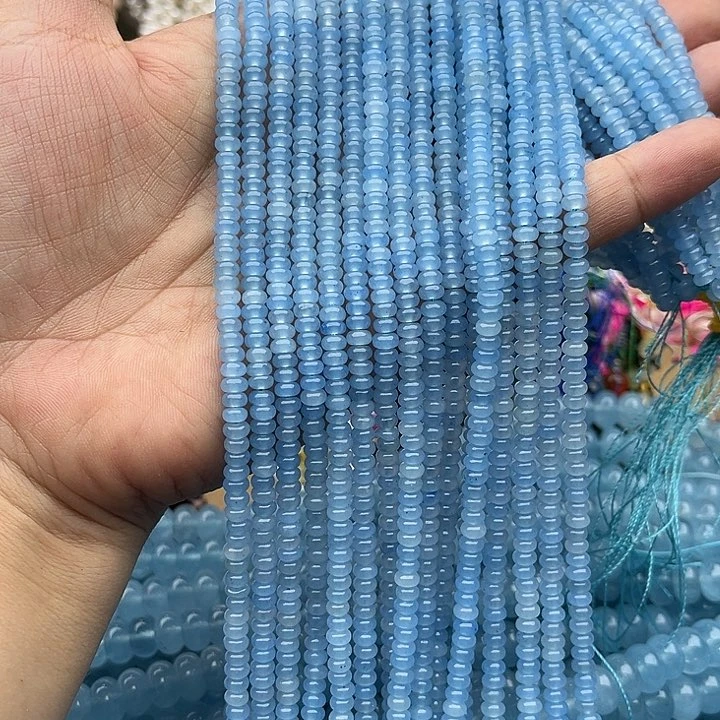 玛瑙/玉髓未镶嵌珠宝半成品一条4mm海蓝宝算盘珠