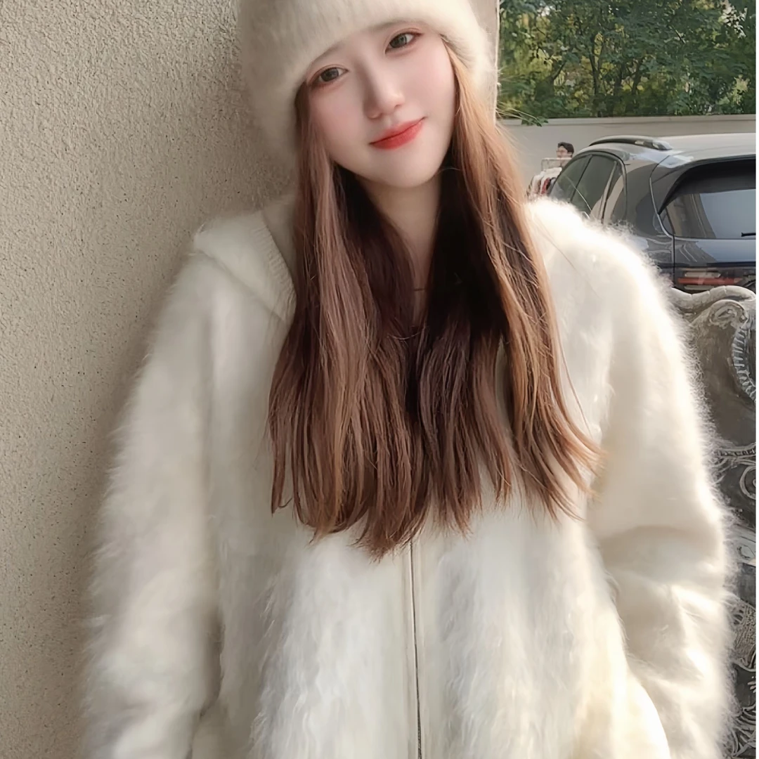 【冬日恋歌】100%山羊绒拉绒年度重磅鄂家同款斗篷双开拉链连帽衫