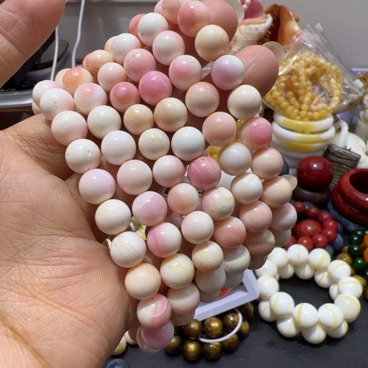 大理石磁石女王粉小手串