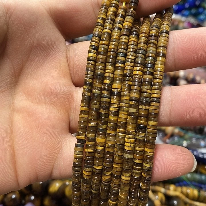 玛瑙/玉髓合金珠宝半成品天然虎眼石直切K1x4㎜一条