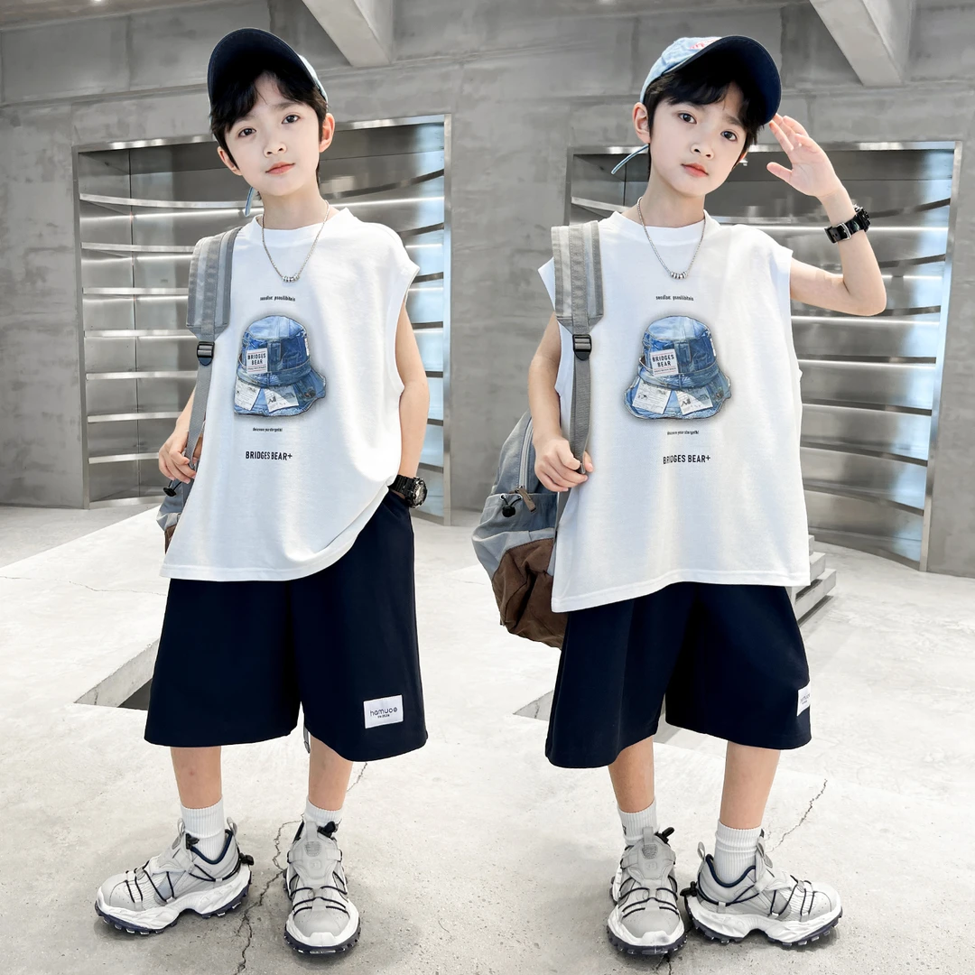 男童夏款背心套装2025新款中大儿童两件套酷潮【QSX-DR】B5332