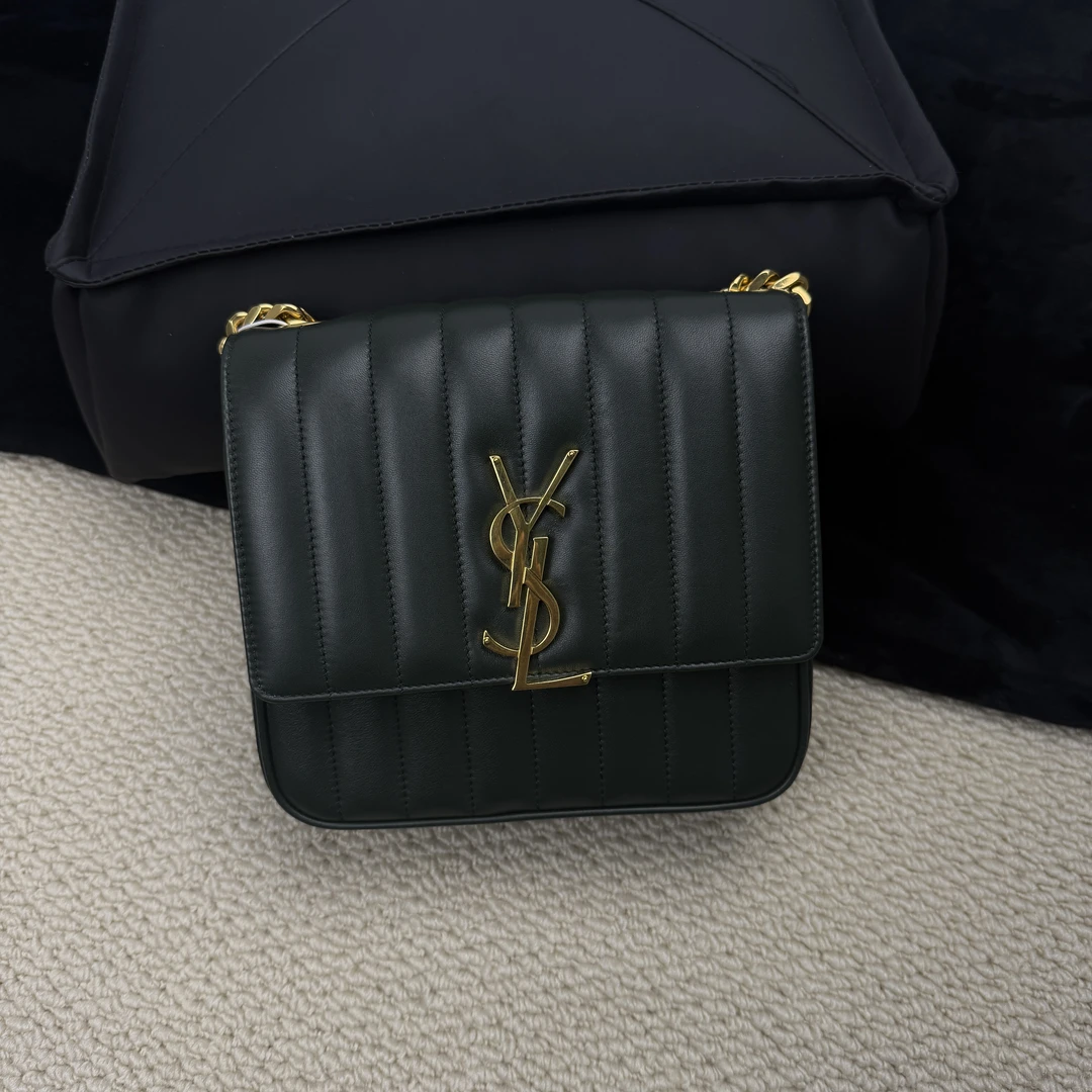 99新 YSL/圣罗兰 【文子姐专属】F1082/墨绿色单肩包/FB