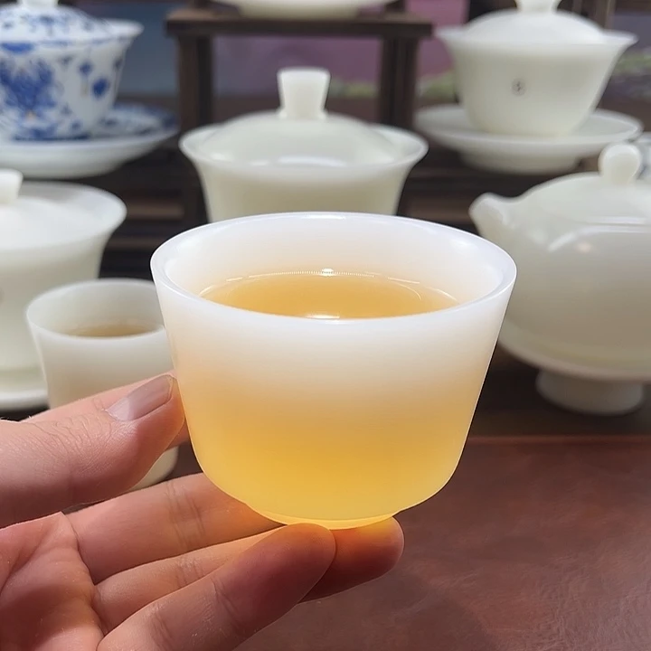隐唐窑/精工璞玉素烧自生釉120ml马蹄主人杯