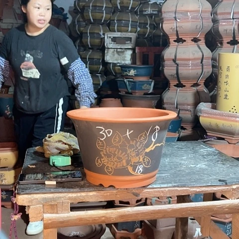 紫砂花盆斗盆一个