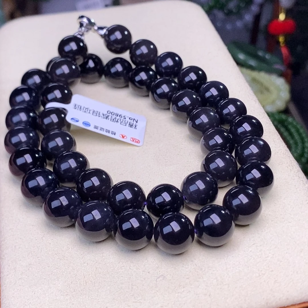 和田玉烟紫老料收藏毕业级约12mm妈妈项链未镶嵌