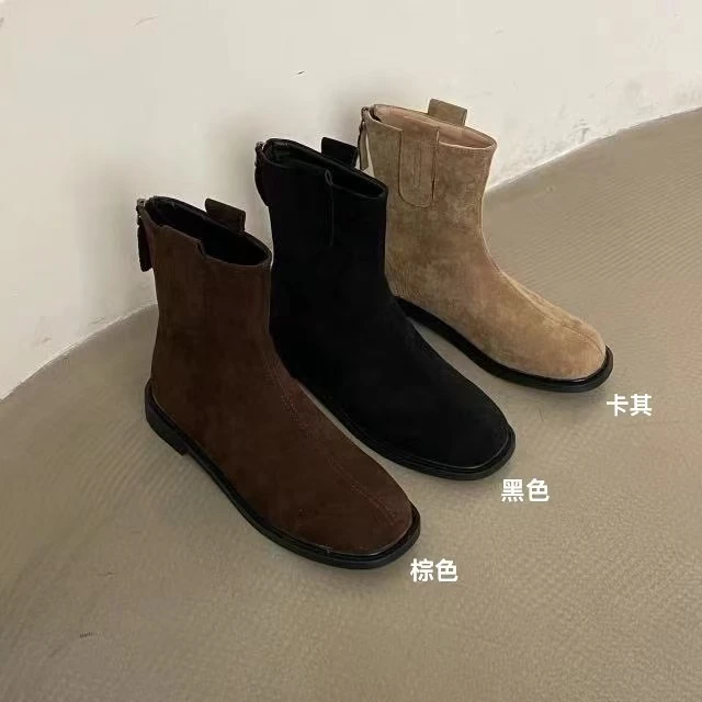 【NO退NO换】韩版高级感“加绒”绒面踝靴316-6   跟高2cm