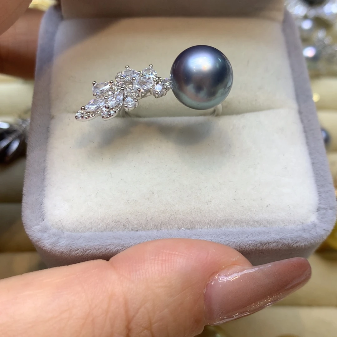 银S925镶嵌戒指海水珍珠