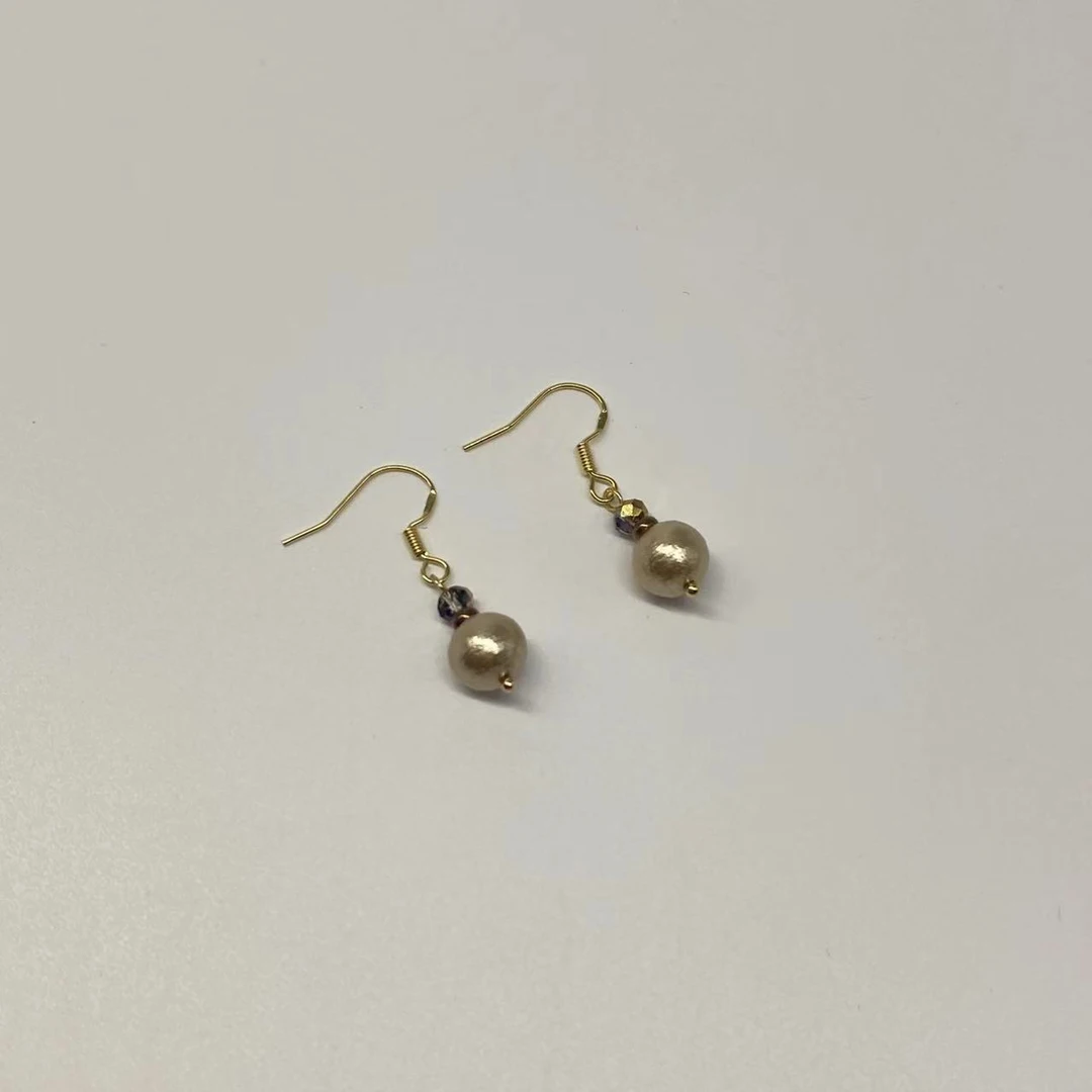 合金耳饰 LZ2654 金色绵绵珠琉璃耳环