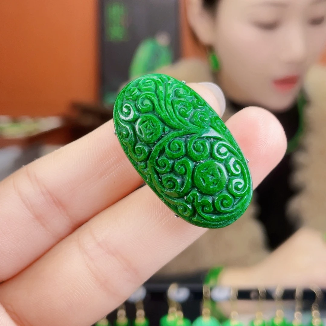 翡翠银S925镶嵌耳饰