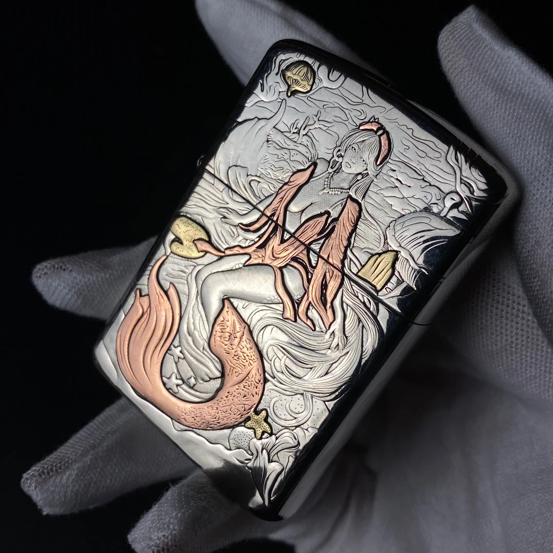 ZORRO佐罗二代美人鱼纯银镶嵌盔甲高货盘玩送礼男士收藏打火机