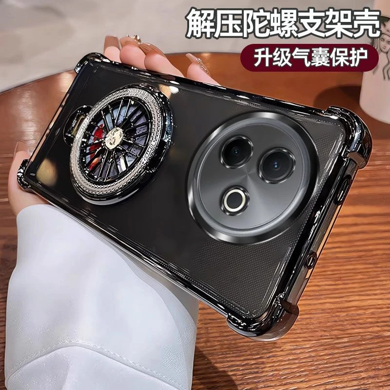 气囊防摔vivoY300i手机壳V2444A高质量全包镜头陀螺磁吸支架简约