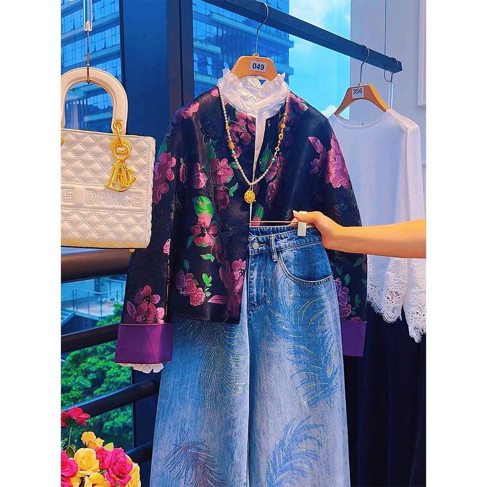 气质高端独特新中式女装国风宋锦外套女2025秋季新款唐装复古上衣